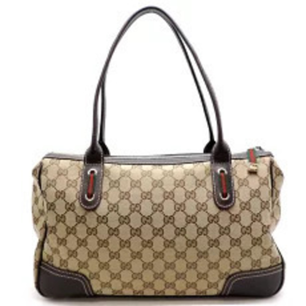 Gucci Bag Shoulder Beige Canvas Tote GG Brown Tan Brown